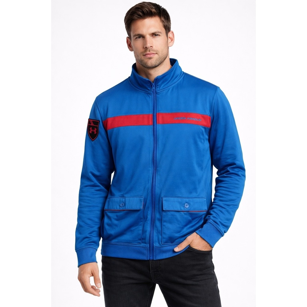 Under Armour Loose Coldgear Blue / Red Full Zip Jacket Men's Size LARGE